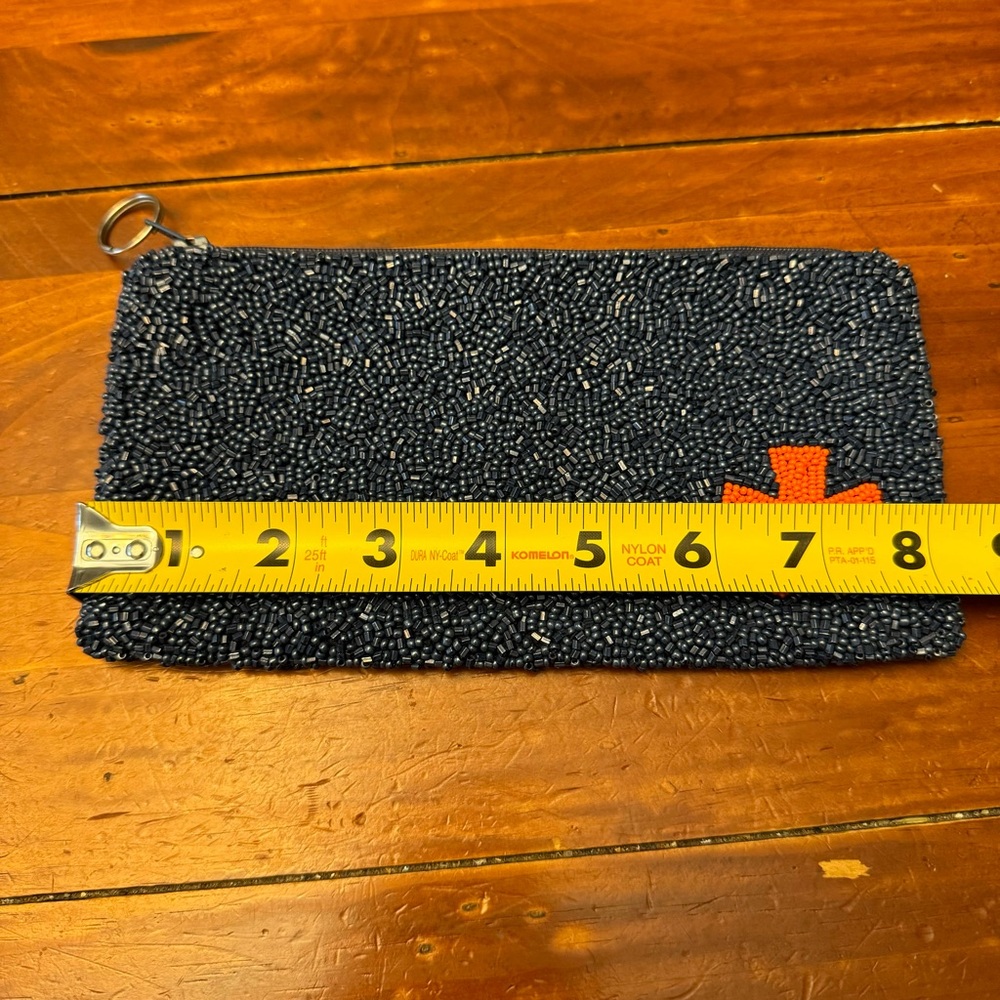 Moyna Blue and Orange Beaded Cosmetic Zipper Pouch - Picture 7 of 7